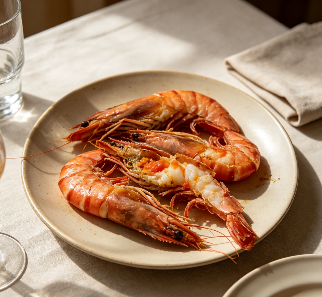 Cooked Whole Prawns with Roe