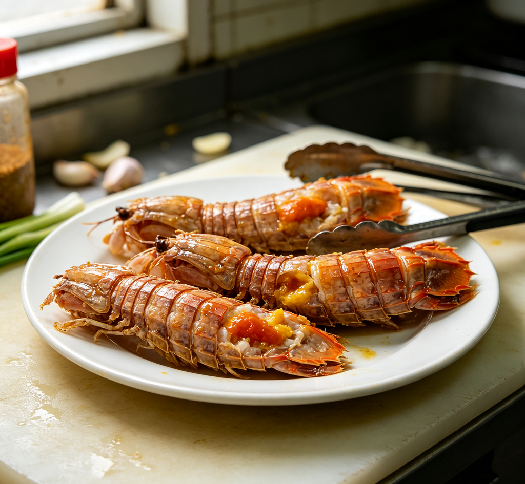 Cooked Whole Prawns with Roe